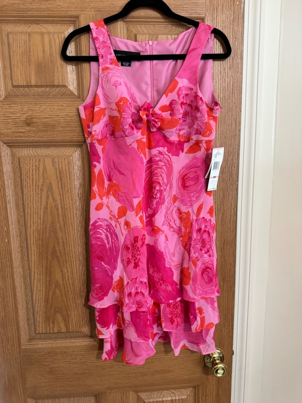 Jones New York Pink Floral 100% Silk Dress